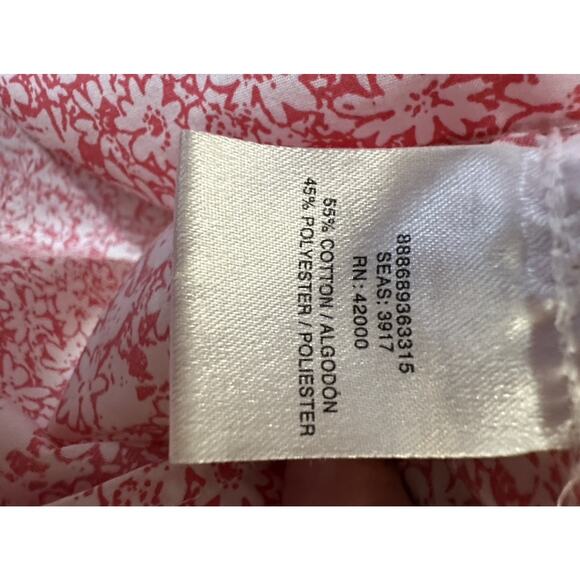 Basic Editions Plus Size 4X Red Floral Print Short Sleeve Button Down - Picture 4 of 8